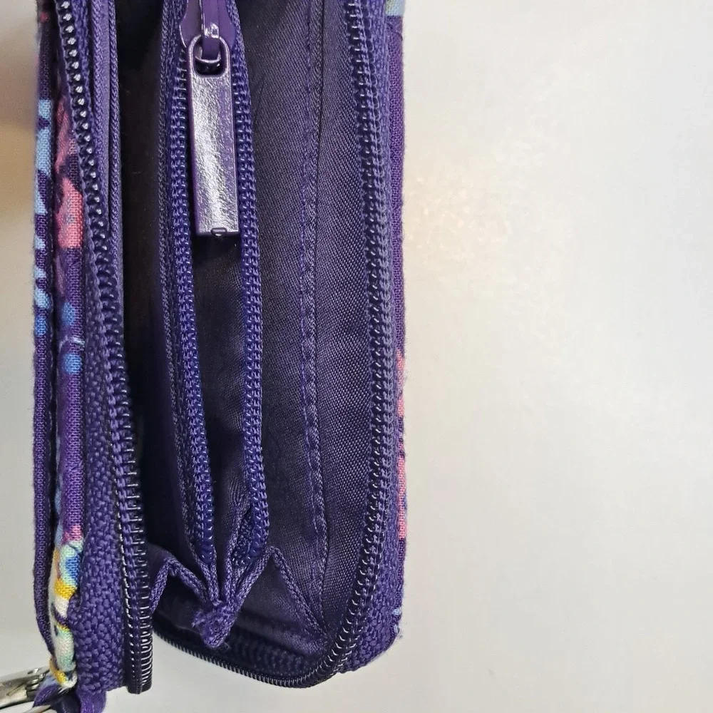 Vera Bradley 3-pc Crossbody Bag "BATIK LEAVES" Quilted Cottage Wallet ID Holder - Picture 6 of 7